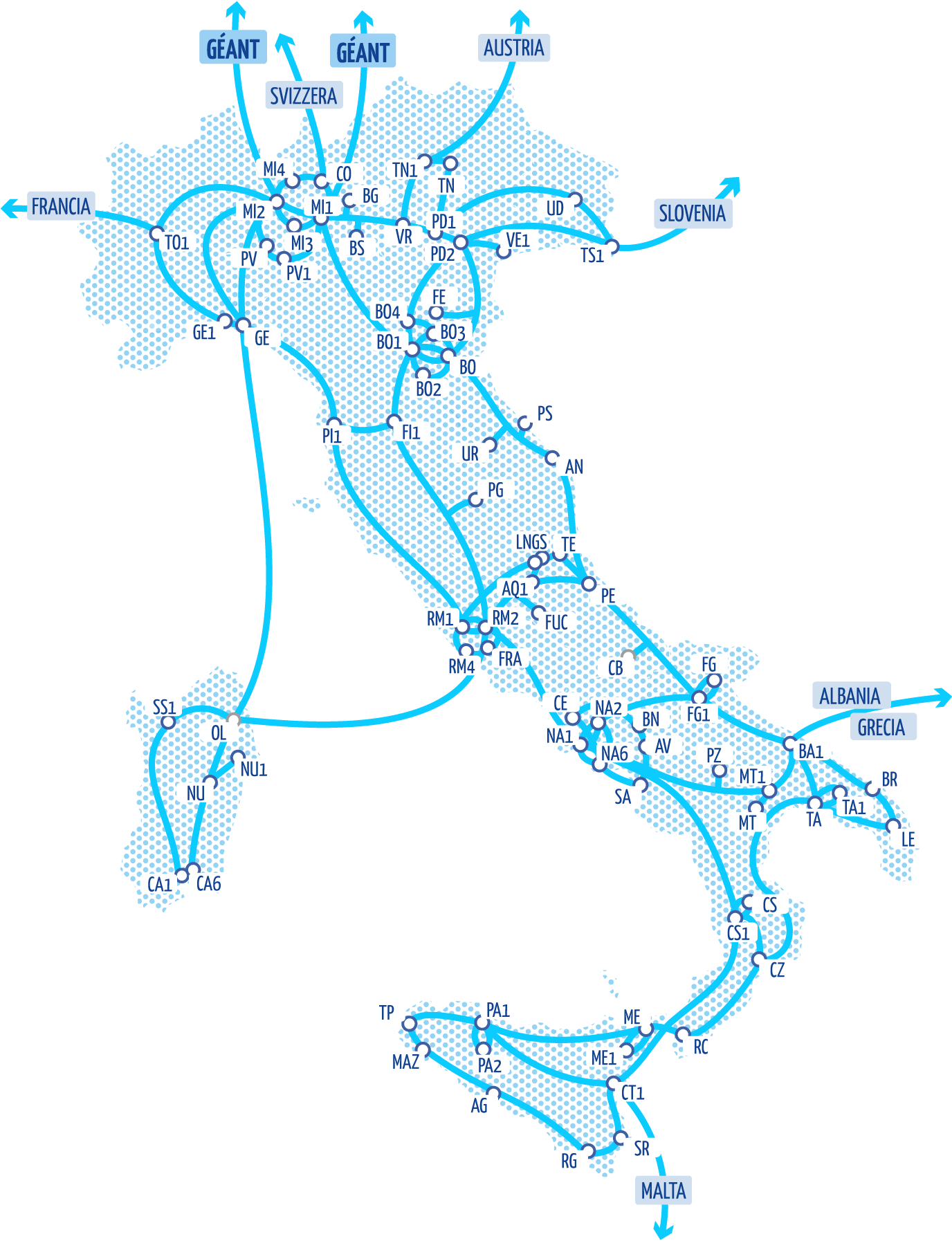 Mappa della rete GARR